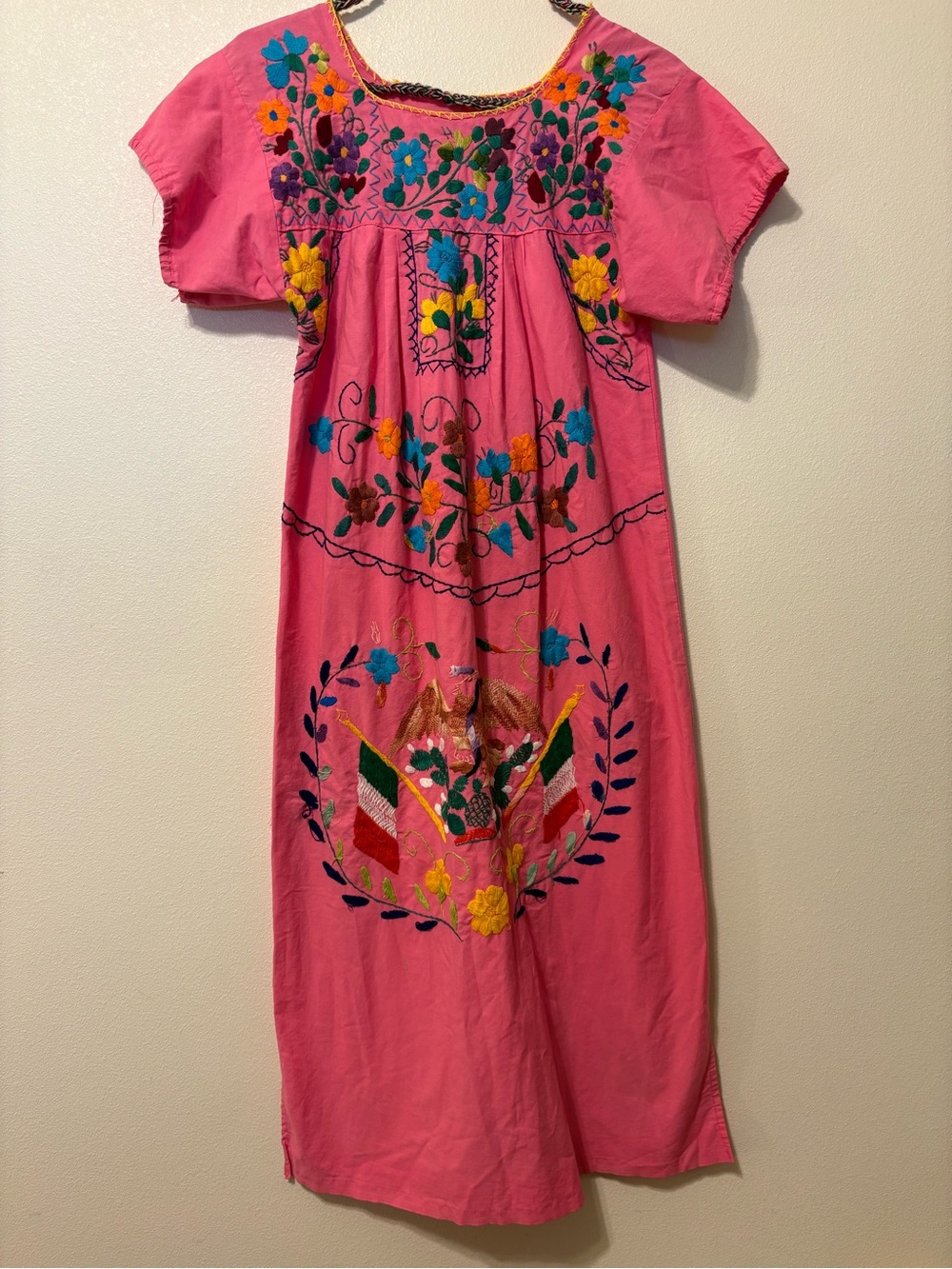 Pink Embroidered Floral Dress